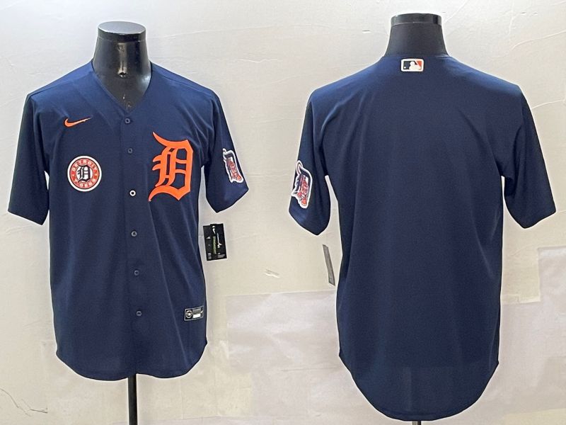 Men Detroit Tigers Blank Drak Blue Game 2025 Nike MLB Jersey style 1